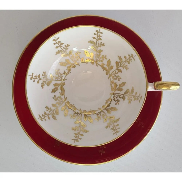 Vintage Stunning Aynsley Burgundy and Gold Teacup and Saucer, Made In England‎ - Picture 4 of 8
